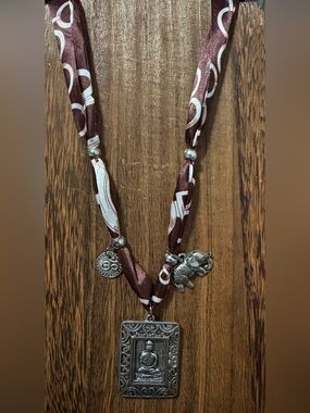 handmade silky tie charm necklace